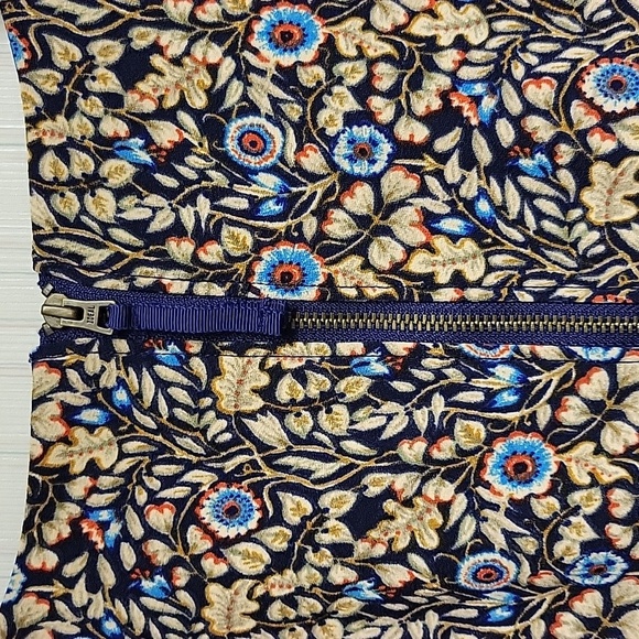 Maeve Brown and Blue Floral Sheath Midi Dress Womens Sz 8 - Picture 6 of 9